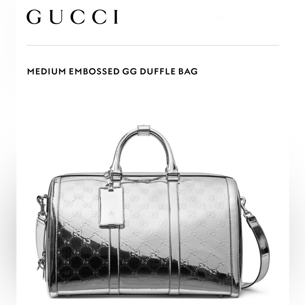 Gucci Metallic Silver GG Duffle Bag